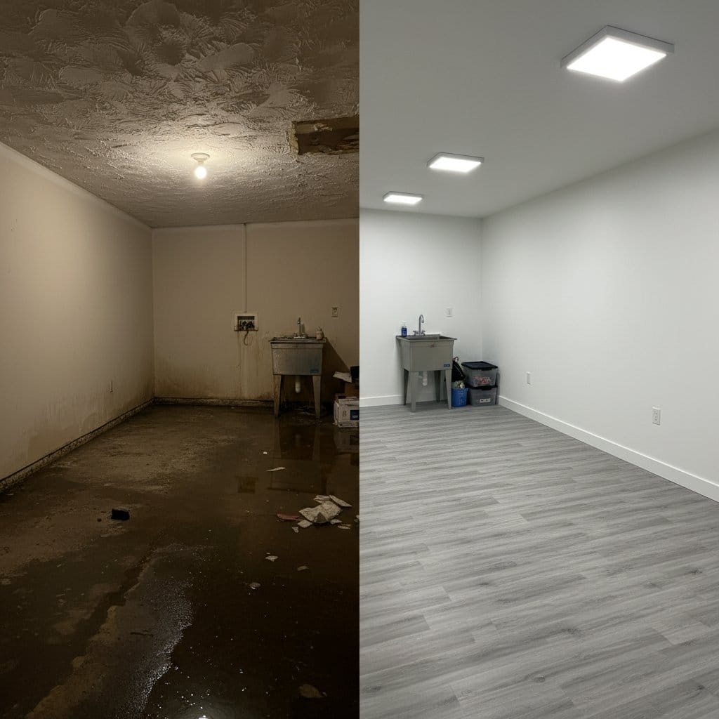 Content Drying & Property Cleanup restoration — utility room of private residence in Ho-Ho-Kus, NJ