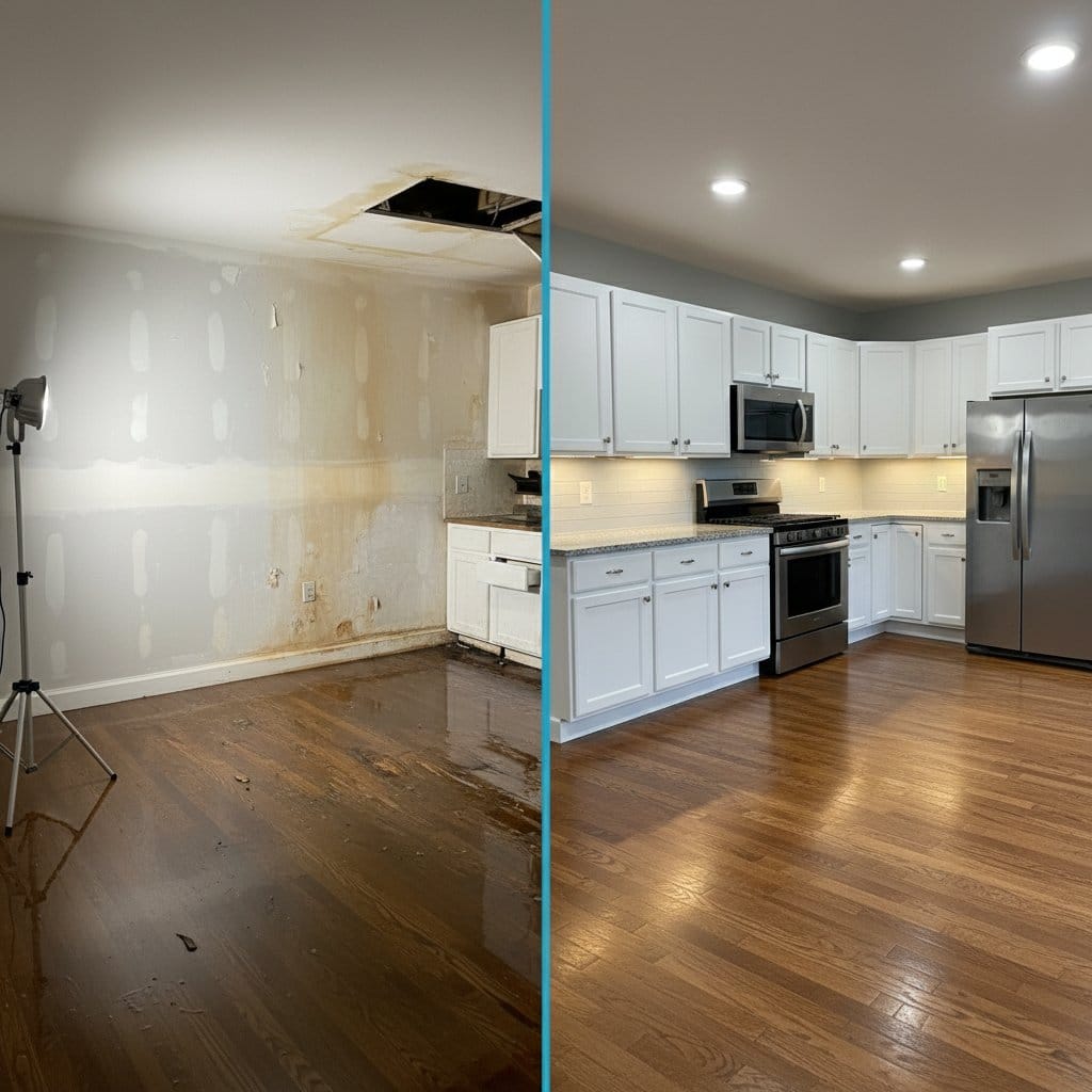 Mold Prevention After Water Damage restoration β home kitchen of bi-level home in Ho-Ho-Kus, NJ