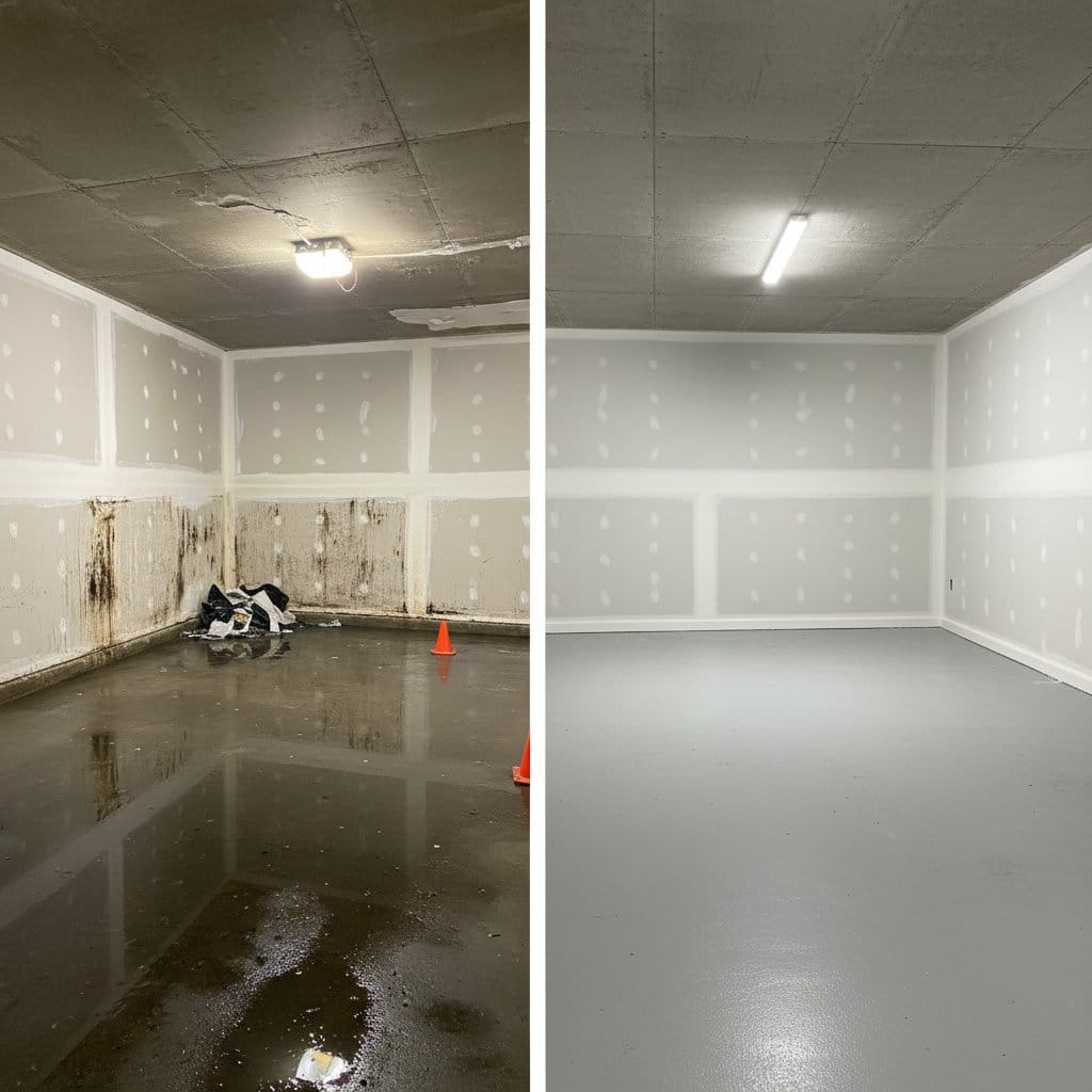 Ho-Ho-Kus Water Damage Restoration garage restoration before and after in Ho-Ho-Kus